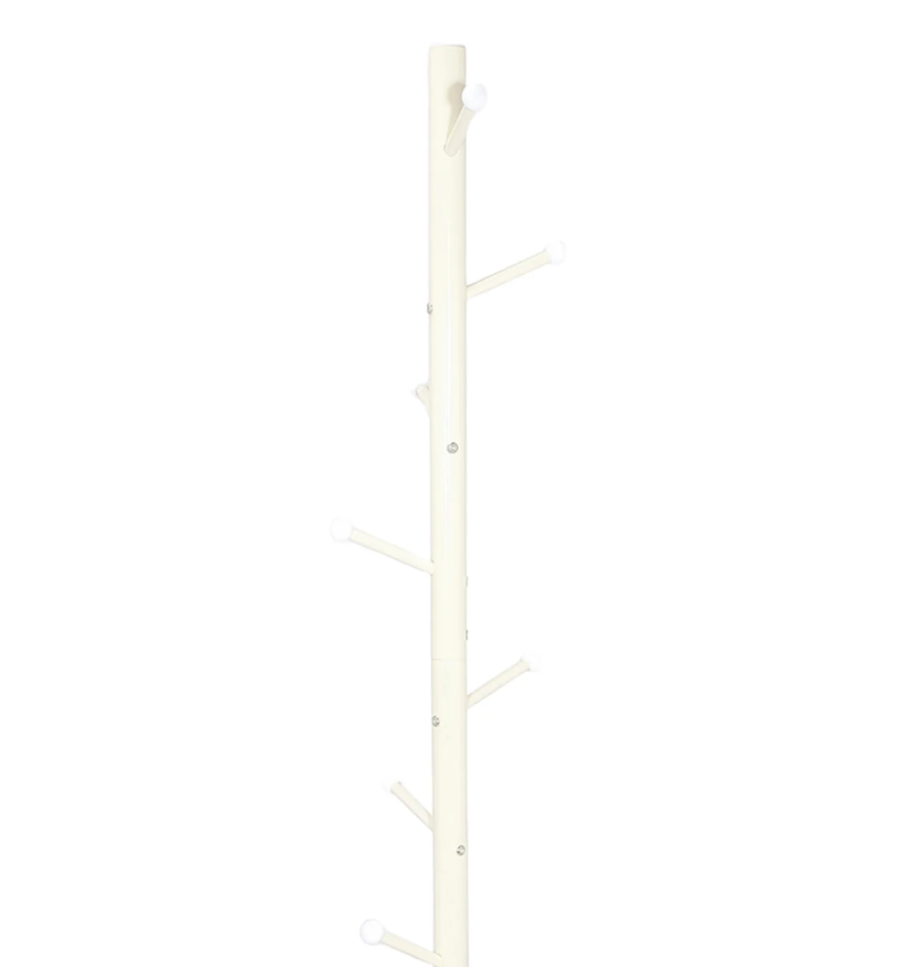 Appendiabiti da Terra in Metallo Bianco con 8 Ganci h175 cm x ø40 cm Struttura Robusta Base in Mdf Facile da Montare
