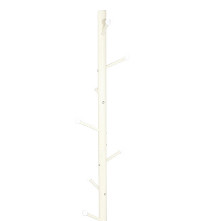 Appendiabiti da Terra in Metallo Bianco con 8 Ganci h175 cm x ø40 cm Struttura Robusta Base in Mdf Facile da Montare
