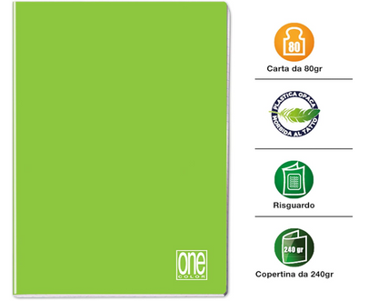 One Color - Maxi Quaderno A4 - Tinta Unita Quadretti 10PZ