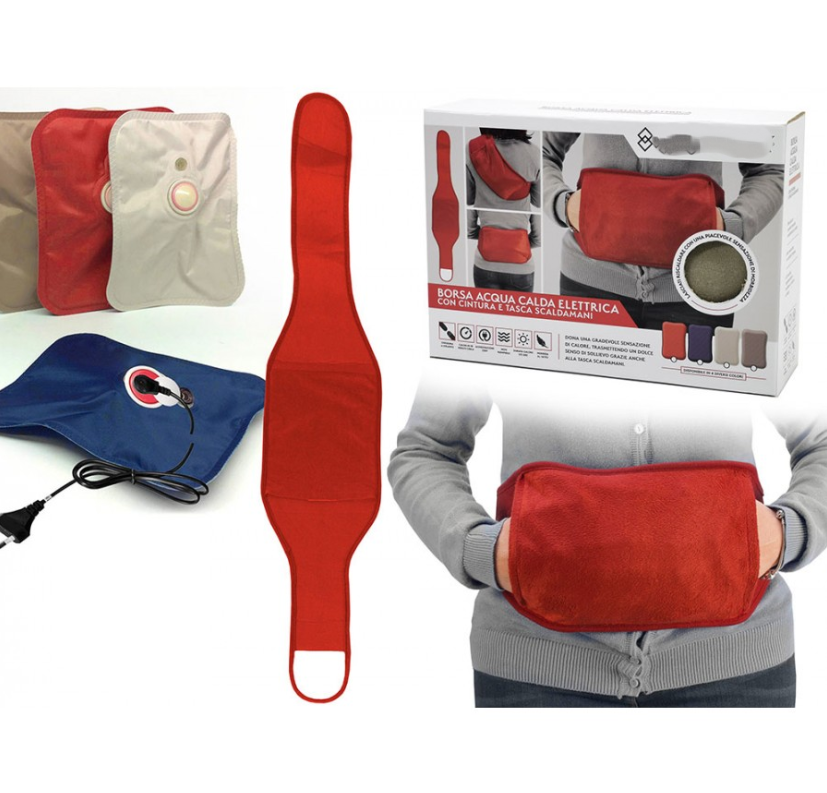 Borsa Acqua Calda Elettrica con Cintura e Tasca Scalda mani 550 Watt