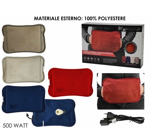 Borsa Acqua Calda Elettrica con Cintura e Tasca Scalda mani 550 Watt