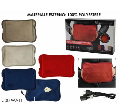 Borsa Acqua Calda Elettrica con Cintura e Tasca Scalda mani 550 Watt