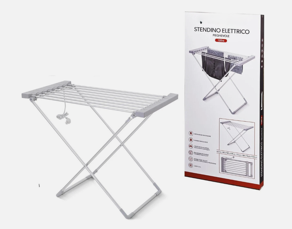 Stendibiancheria Elettrico Pieghevole 120 Watt