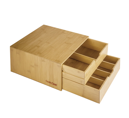 Porta Capsule in Bamboo 6 Scomparti Salvaspazio Multiuso Linea Natura