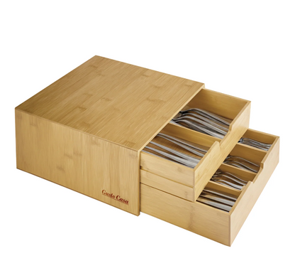 Porta Capsule in Bamboo 6 Scomparti Salvaspazio Multiuso Linea Natura