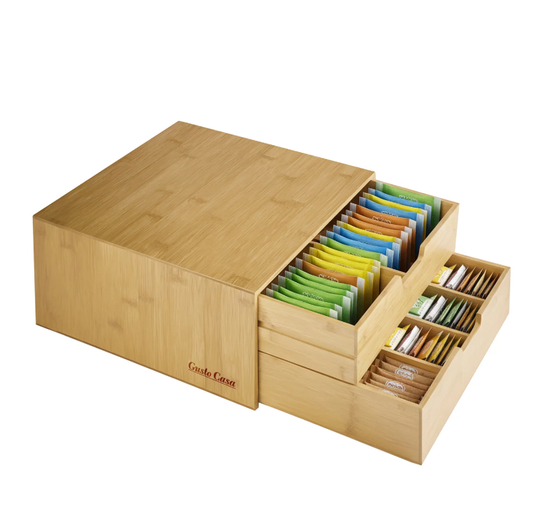 Porta Capsule in Bamboo 6 Scomparti Salvaspazio Multiuso Linea Natura