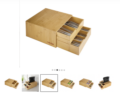 Porta Capsule in Bamboo 6 Scomparti Salvaspazio Multiuso Linea Natura
