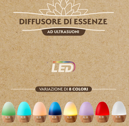 Diffusore di Essenze a Ultrasuoni LED 130 ml umidificatore