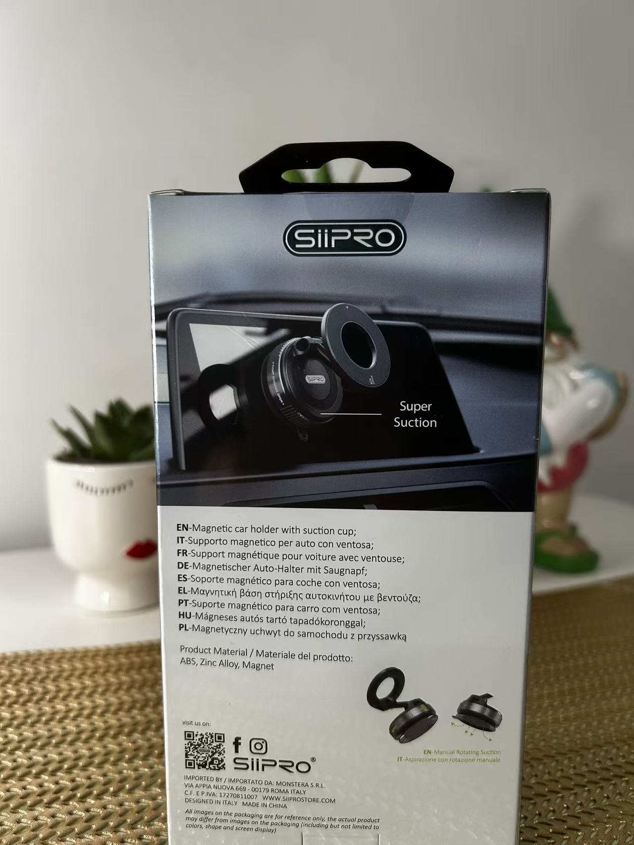 Supporto Magnetico per Telefono Super Forte N52, Lega di Alluminio Aggiornata, Design Pieghevole e Rotabile a 360°, Dotato di Ventosa a Vuoto, Perfetto per Cruscotti Auto, Piastrelle del Bagno e Superfici in Vetro