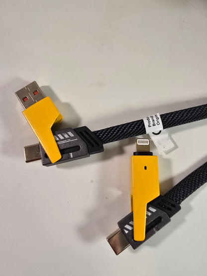 Cavo di Ricarica Rapida 4-in-1, 100 cm, Doppio Connettore Type-C & USB Lightning, Cavo Piatto in Tessuto, Superficie Opaca, USB Maschio a Maschio, Compatibile con iPhone 15, per iPhone, Cavo di Ricarica USB Type C per Tablet