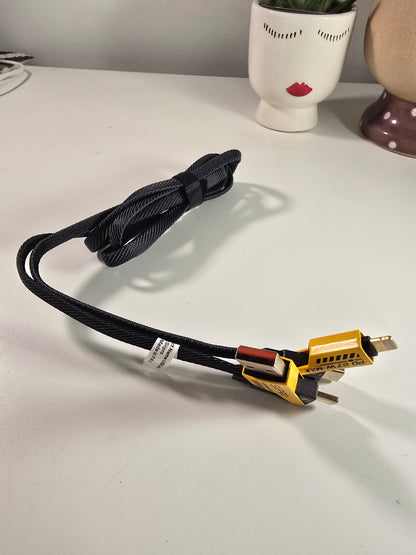 Cavo di Ricarica Rapida 4-in-1, 100 cm, Doppio Connettore Type-C & USB Lightning, Cavo Piatto in Tessuto, Superficie Opaca, USB Maschio a Maschio, Compatibile con iPhone 15, per iPhone, Cavo di Ricarica USB Type C per Tablet