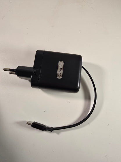Caricatore Rapido 20W GaN SIPPO USB Type-C Salvaspazio - Cavo Avvolgibile Integrato 70cm