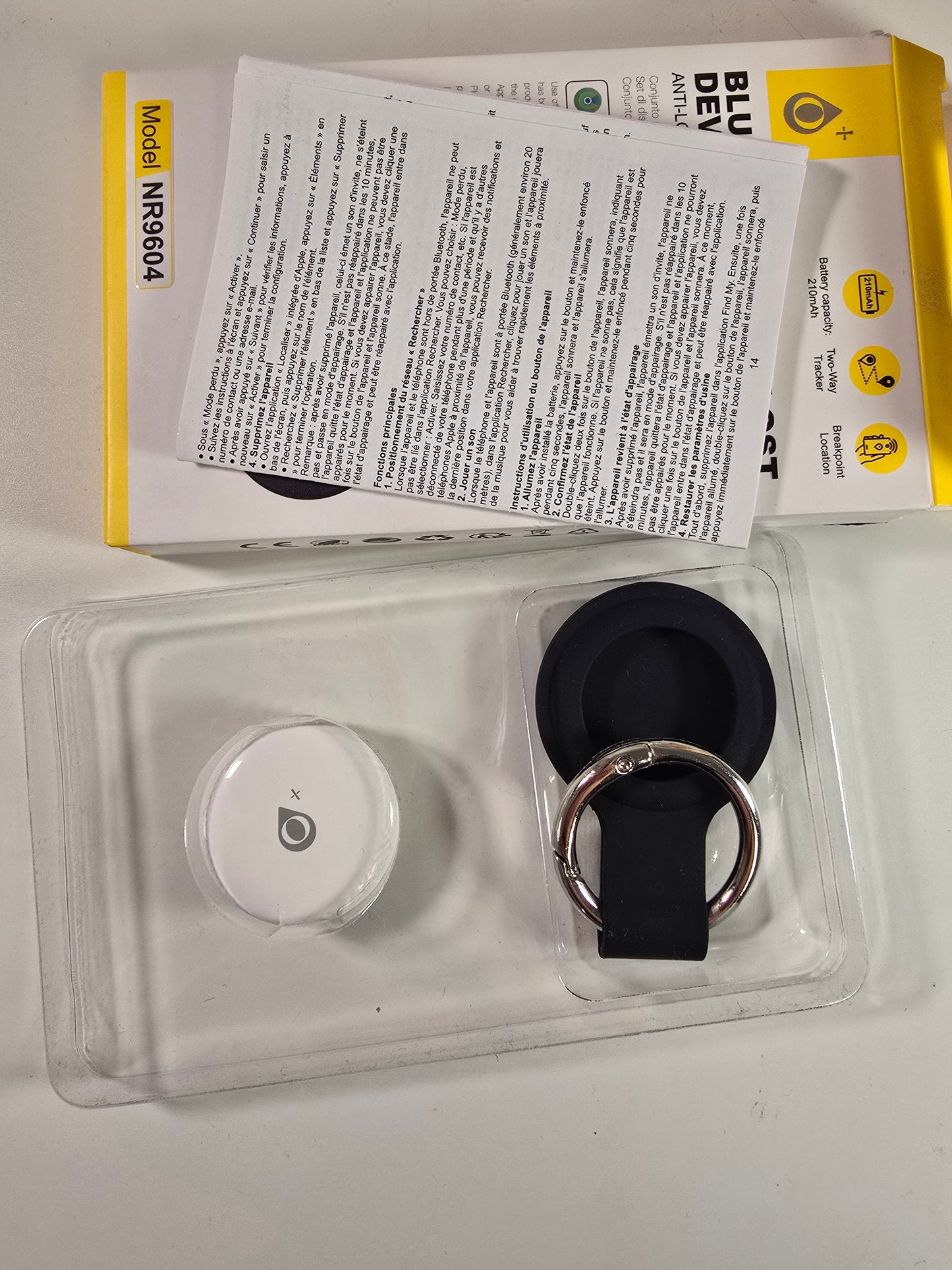 Air Tag Ricambio Smart Tracker Compatibile con "Trova" (Solo iOS), con Custodia, Progettato per un Seguimento Accurato di Chiavi, Cani, Gatti, Animali Domestici, Bagagli, Valigie, Borse, Batterie Sostituibili