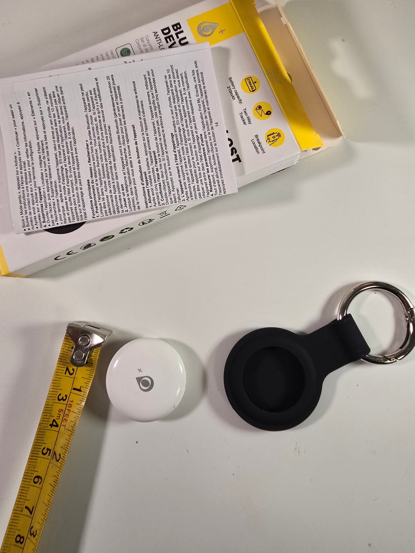 Air Tag Ricambio Smart Tracker Compatibile con "Trova" (Solo iOS), con Custodia, Progettato per un Seguimento Accurato di Chiavi, Cani, Gatti, Animali Domestici, Bagagli, Valigie, Borse, Batterie Sostituibili