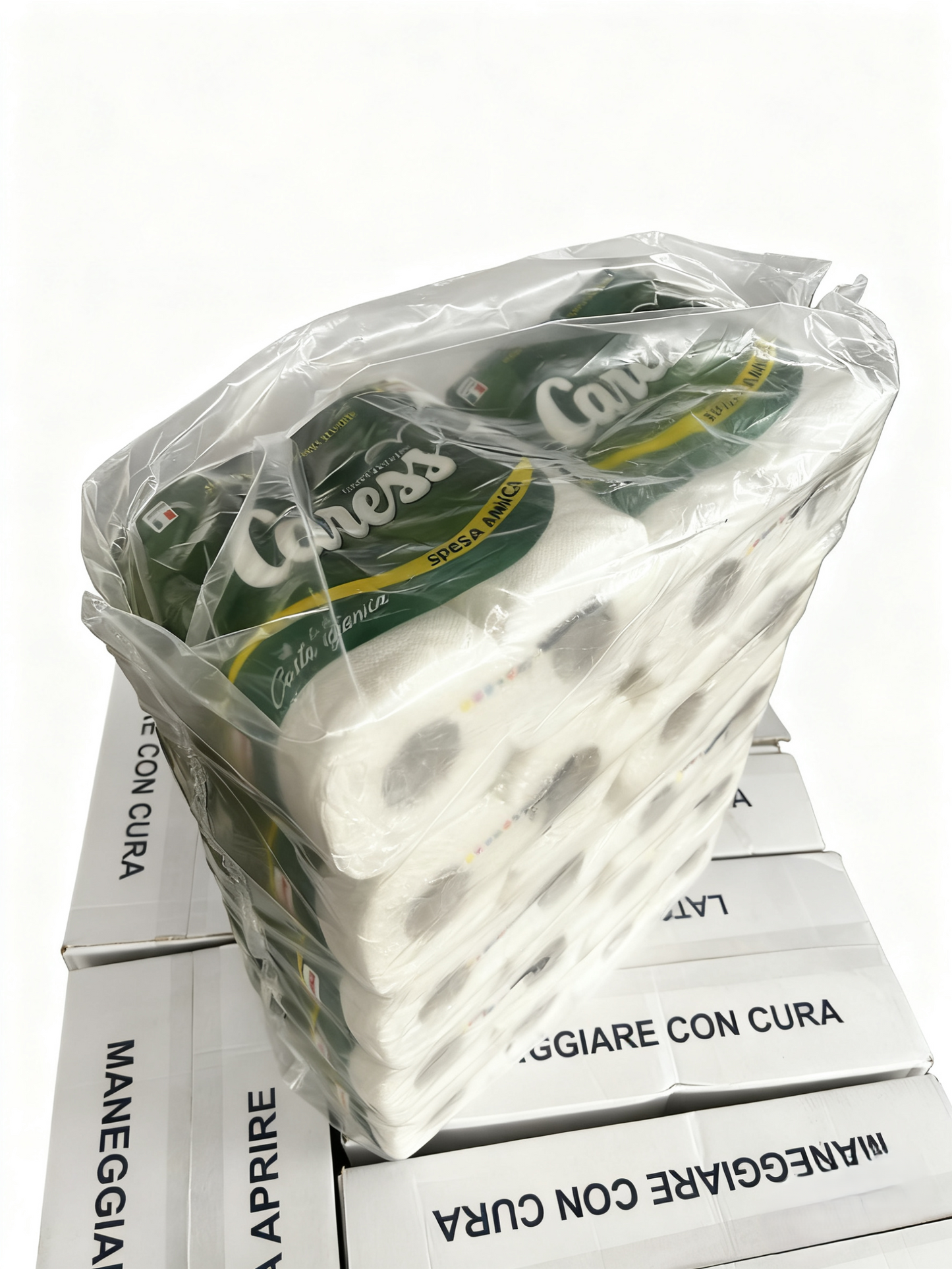 40 ROTOLI CARTA IGIENICA 2VELI PURA CELLULOSA CARESS SPESA AMICA+OMAGIO 1PZ TOVAGLIOLA CARESS FAMIILY PACK