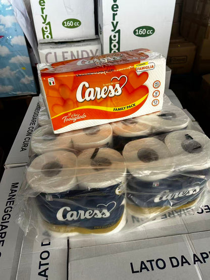 40 ROTOLI CARTA IGIENICA 3VELI CARESS PREZIOSA+OMAGIO 1PZ TOVAGLIOLA CARESS FAMIILY PACK