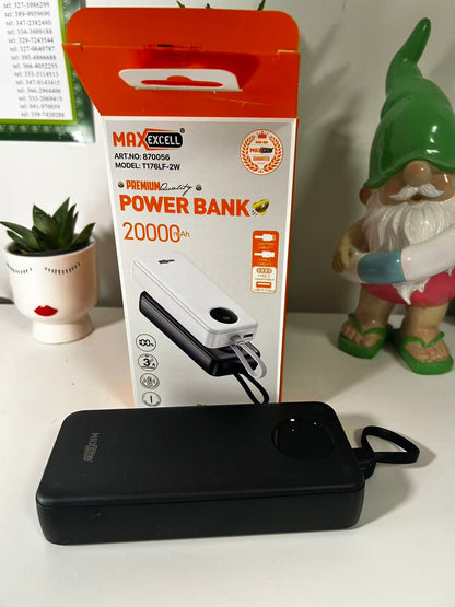 Power Bank 20000mAh MAXEXCELL - Carica Rapida Multi-Dispositivo, Compatto e Portatile con Cordino, Ideale per Viaggi e Uso Quotidiano