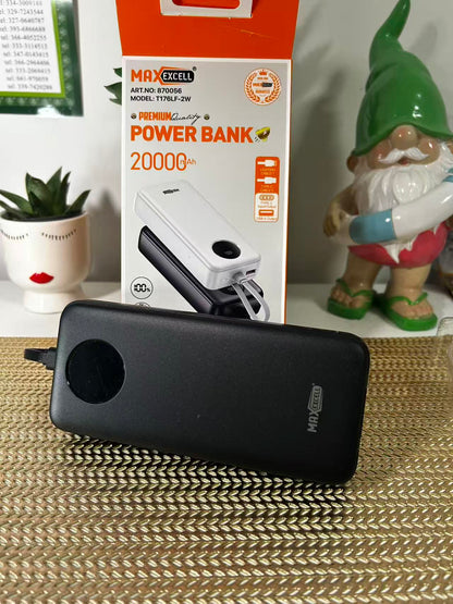 Power Bank 20000mAh MAXEXCELL - Carica Rapida Multi-Dispositivo, Compatto e Portatile con Cordino, Ideale per Viaggi e Uso Quotidiano