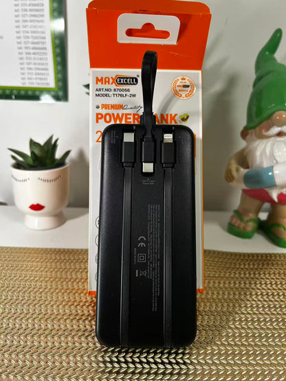 Power Bank 20000mAh MAXEXCELL - Carica Rapida Multi-Dispositivo, Compatto e Portatile con Cordino, Ideale per Viaggi e Uso Quotidiano