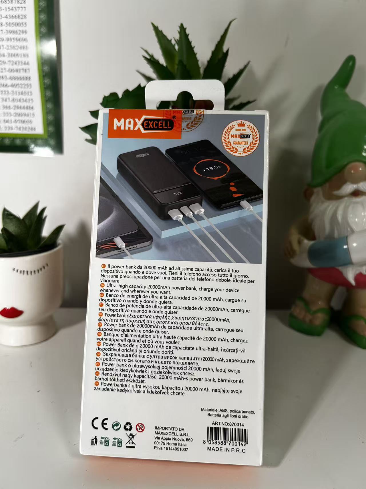 Power Bank 20000mAh - Caricabatterie Portatile con Display LED, Carica Veloce USB-C, 3 Uscite per iPhone, Samsung, Tablet e altro
