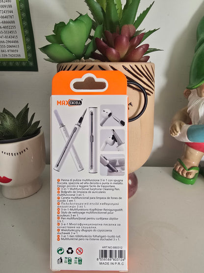 Portable pen for cleaning earphones and keyboards, compatible with headphones, smartphones, tablets, and laptops, compact tool for residue removal and earphone maintenance