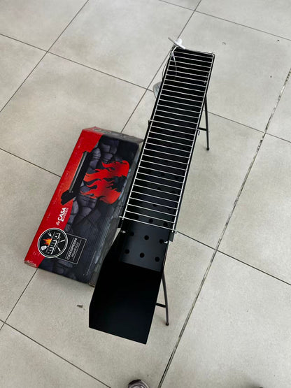 Cuocispedini Pieghevole BBQ Compatto 11x65 cm Area Cottura 47x11 cm Acciaio Resistente per Picnic e Campeggio Super Compatto e Facile da Trasportare