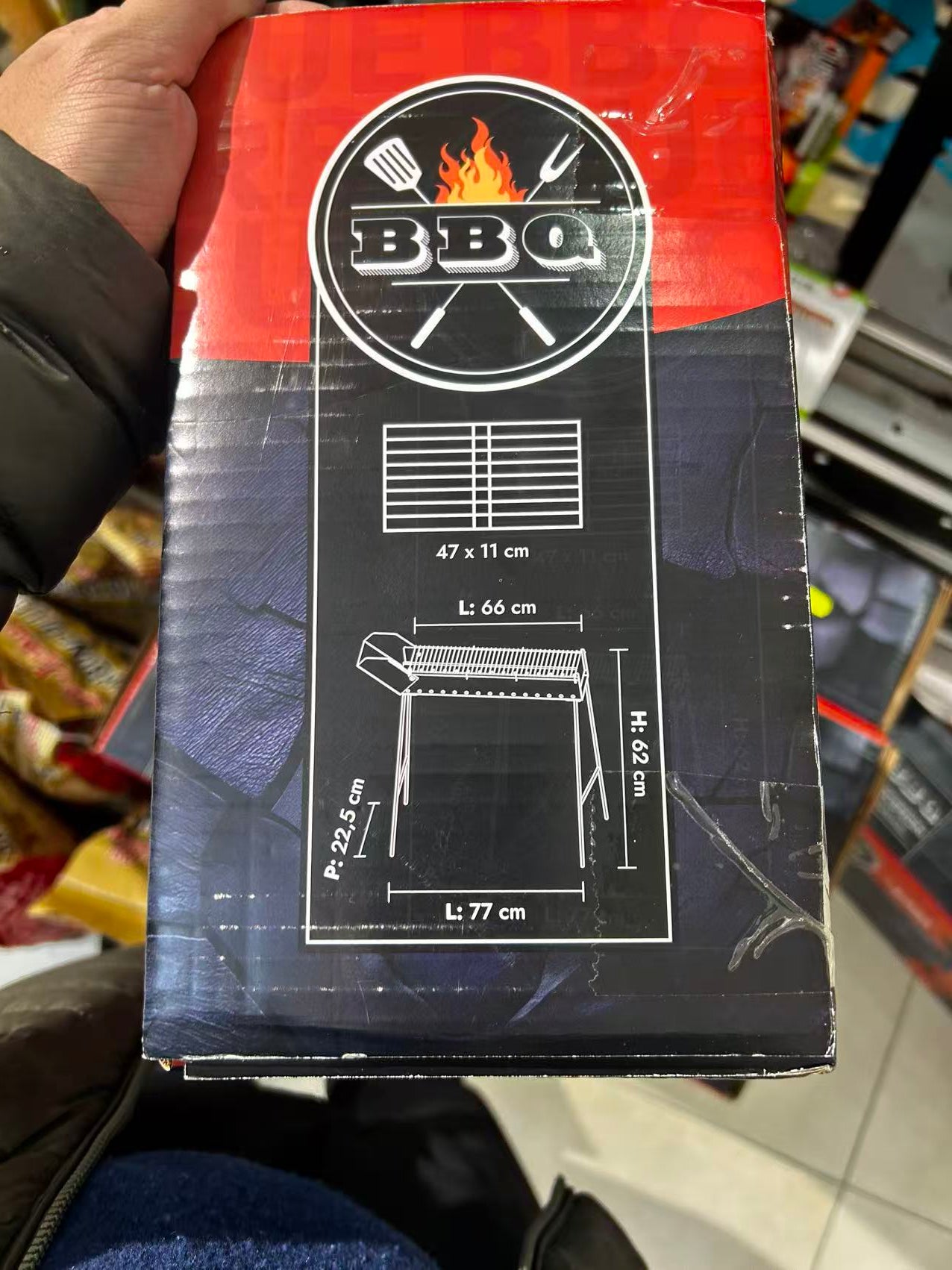 Cuocispedini Pieghevole BBQ Compatto 11x65 cm Area Cottura 47x11 cm Acciaio Resistente per Picnic e Campeggio Super Compatto e Facile da Trasportare