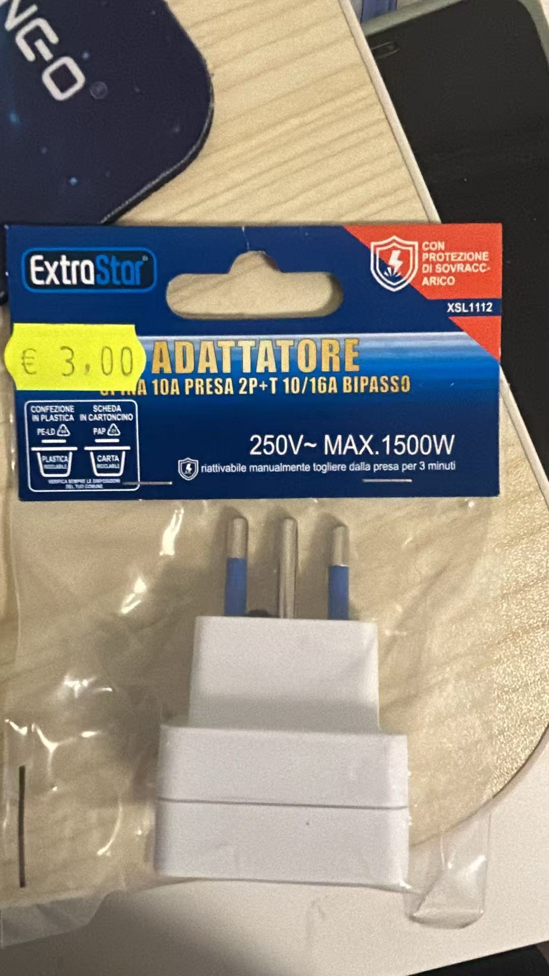 10A Plug Adapter and 10/16A Bivalent Bipass Socket with 1500W Manual Overload Protection