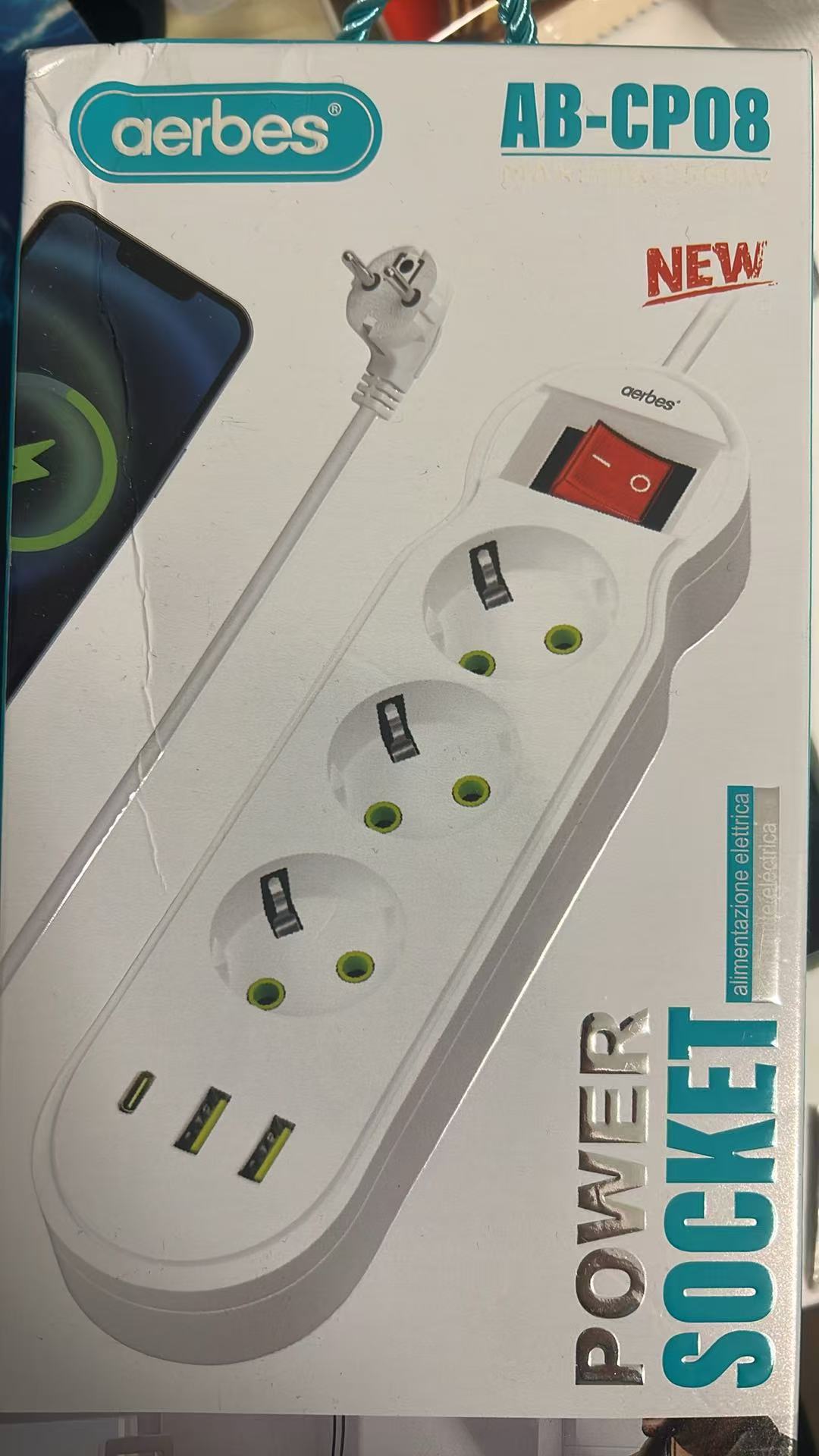 Advance Tecnologic Power Strip 3 Outlets 2 USB-A 1 USB-C with Safe and Practical Switch Protection