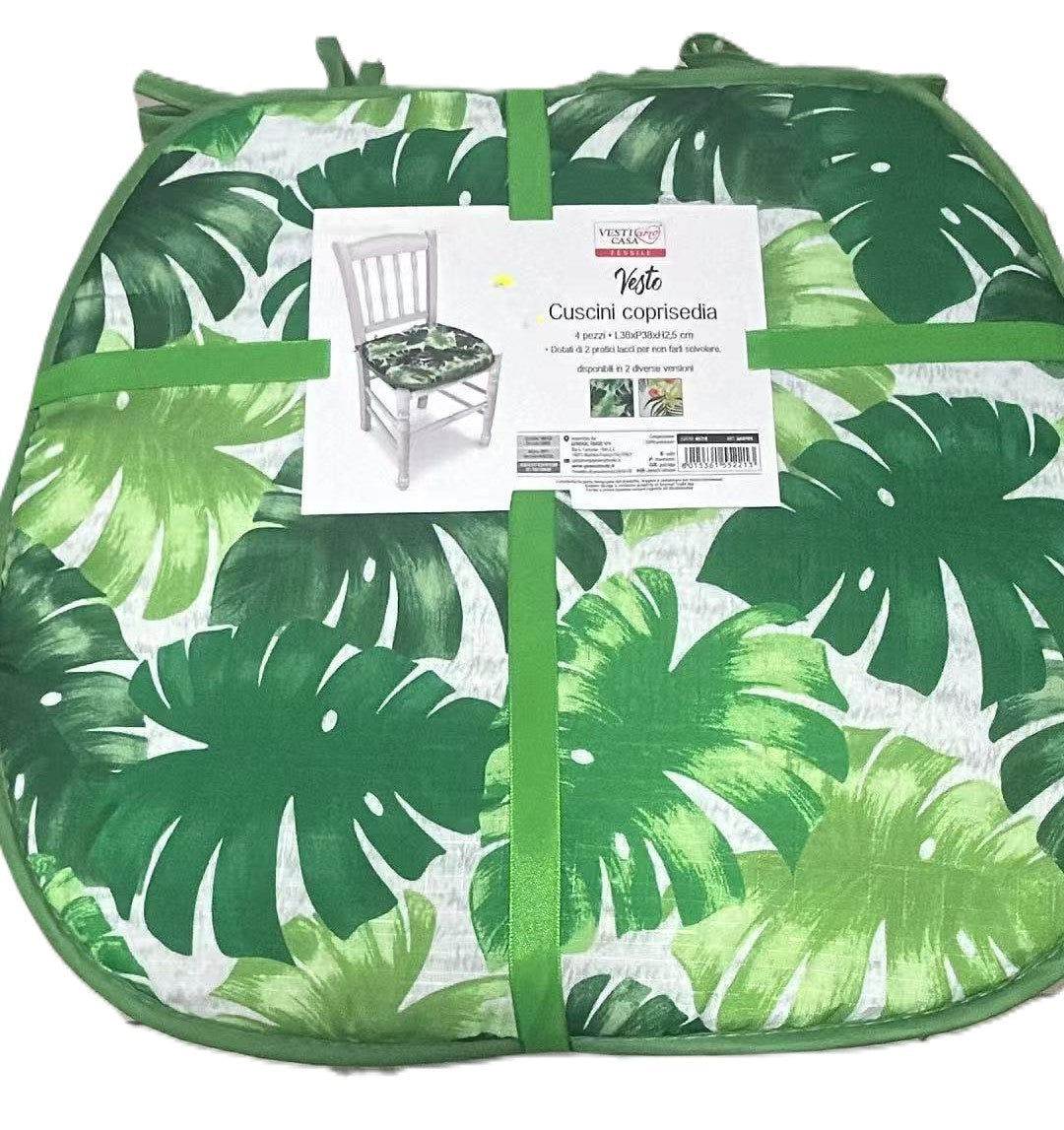 Vestito Cuscini Coprisedia 4 Pezzi 38x38 cm in Poliestere con Lacci per Sedia da Cucina e Sala da Pranzo Design Decorativo Versatile