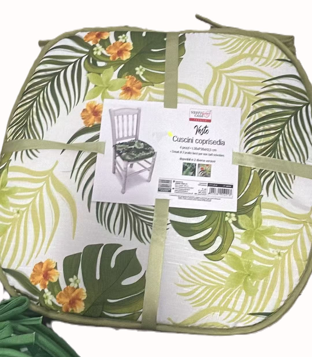 Vestito Cuscini Coprisedia 4 Pezzi 38x38 cm in Poliestere con Lacci per Sedia da Cucina e Sala da Pranzo Design Decorativo Versatile