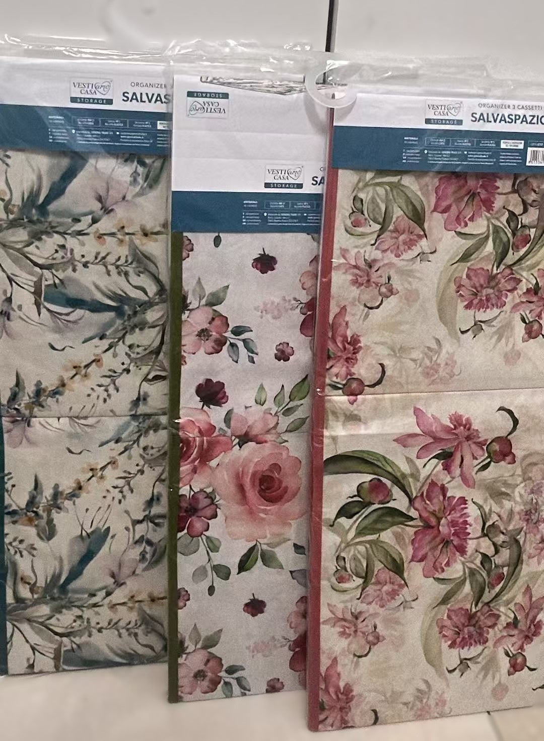 SALVASPAZIO 30x30xH36CM Organizzatore 3 Cassetti in TNT Ripiegabile con Maniglie per Risparmio Spazio e Conservazione Oggetti