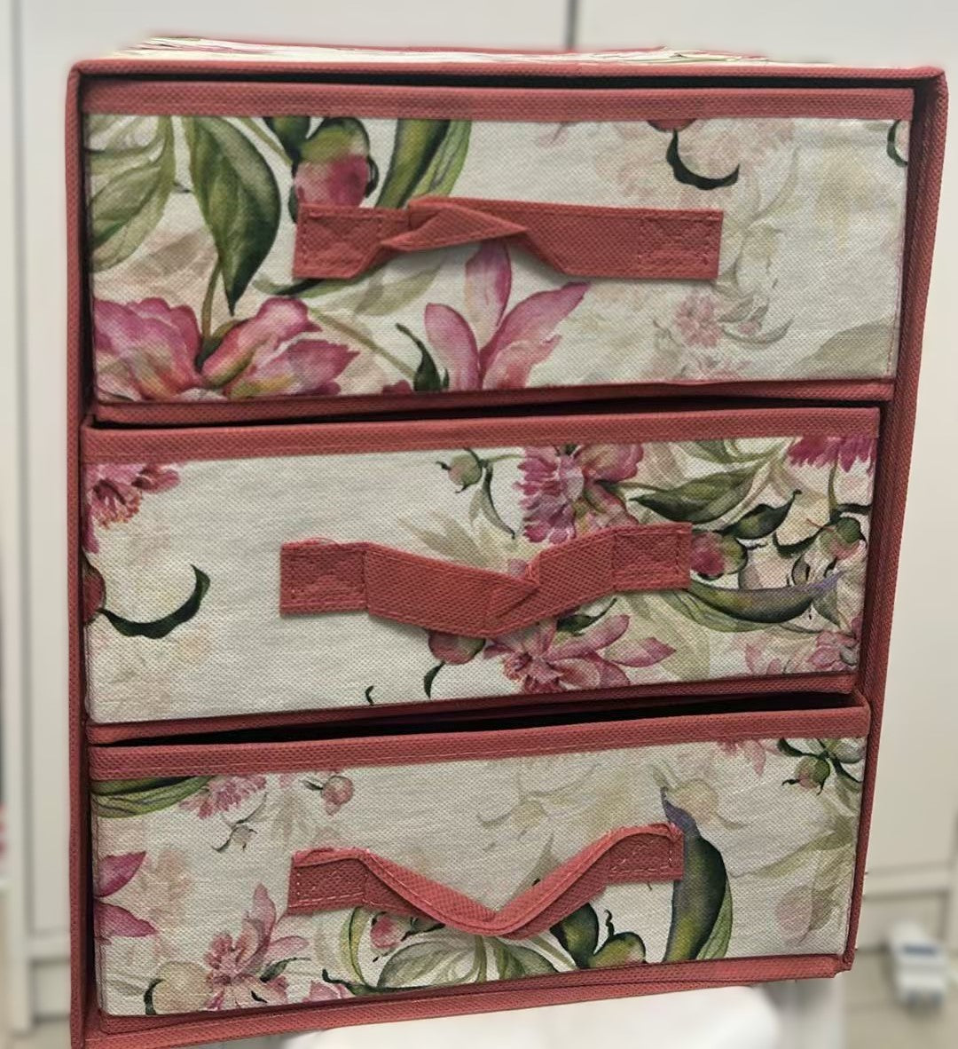 SALVASPAZIO 30x30xH36CM Organizzatore 3 Cassetti in TNT Ripiegabile con Maniglie per Risparmio Spazio e Conservazione Oggetti