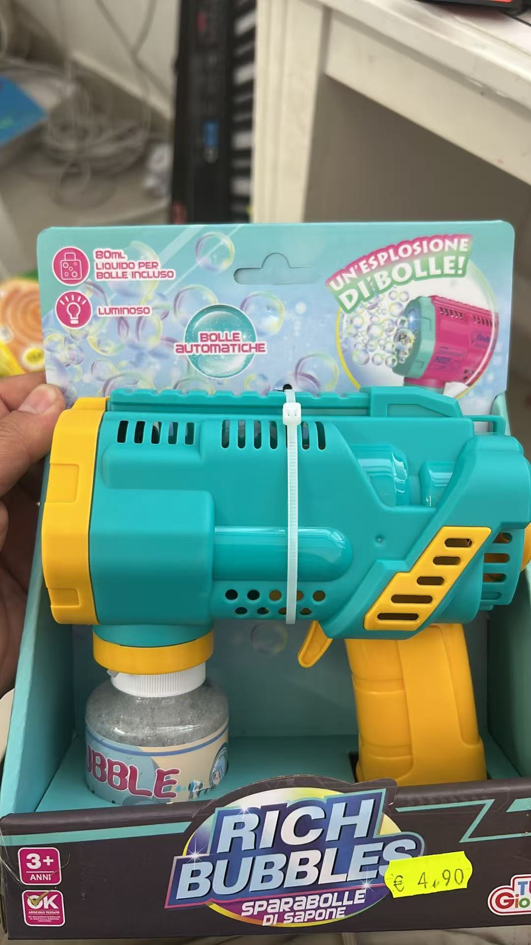 Pistola a Bolle per Bambini con Luci 10000+ Bolla al Minuto Soluzione 10 Fori Sparabolle Portatile per Feste Compleanno All'aperto Matrimoni Verde Automatico