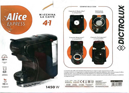 Macchina da caffè 4 in 1 Alice Express 1450 Watt
