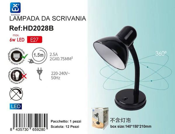 LAMPADA DA TAVOLO E27 MAX 6W