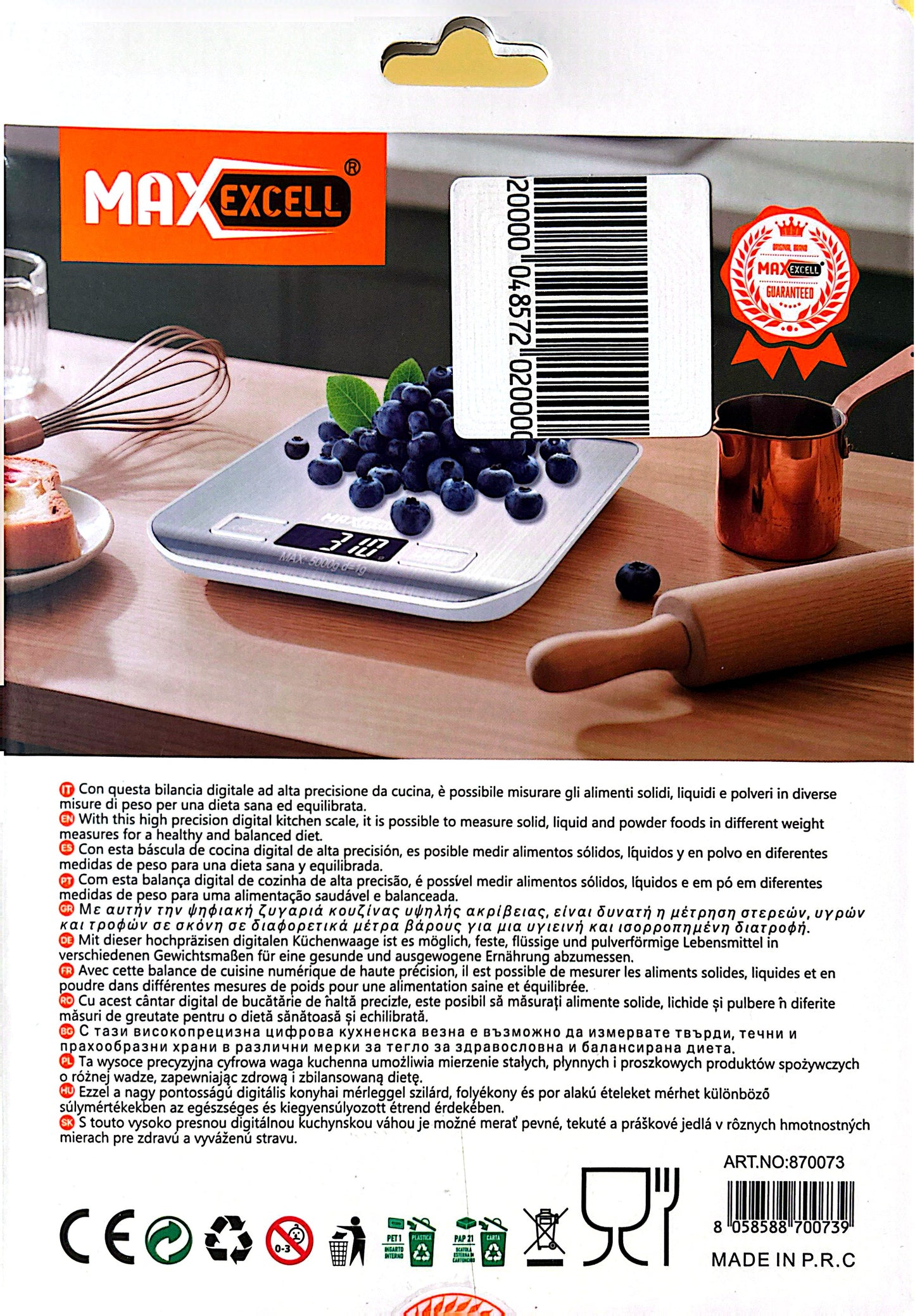 BILANCIA DIGITALE DA CUCINA 1G-5KG