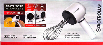 Sbattitore Elettrico Ricaricabile USB 20 Watt