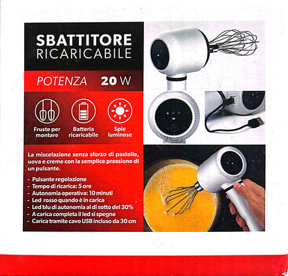 Sbattitore Elettrico Ricaricabile USB 20 Watt