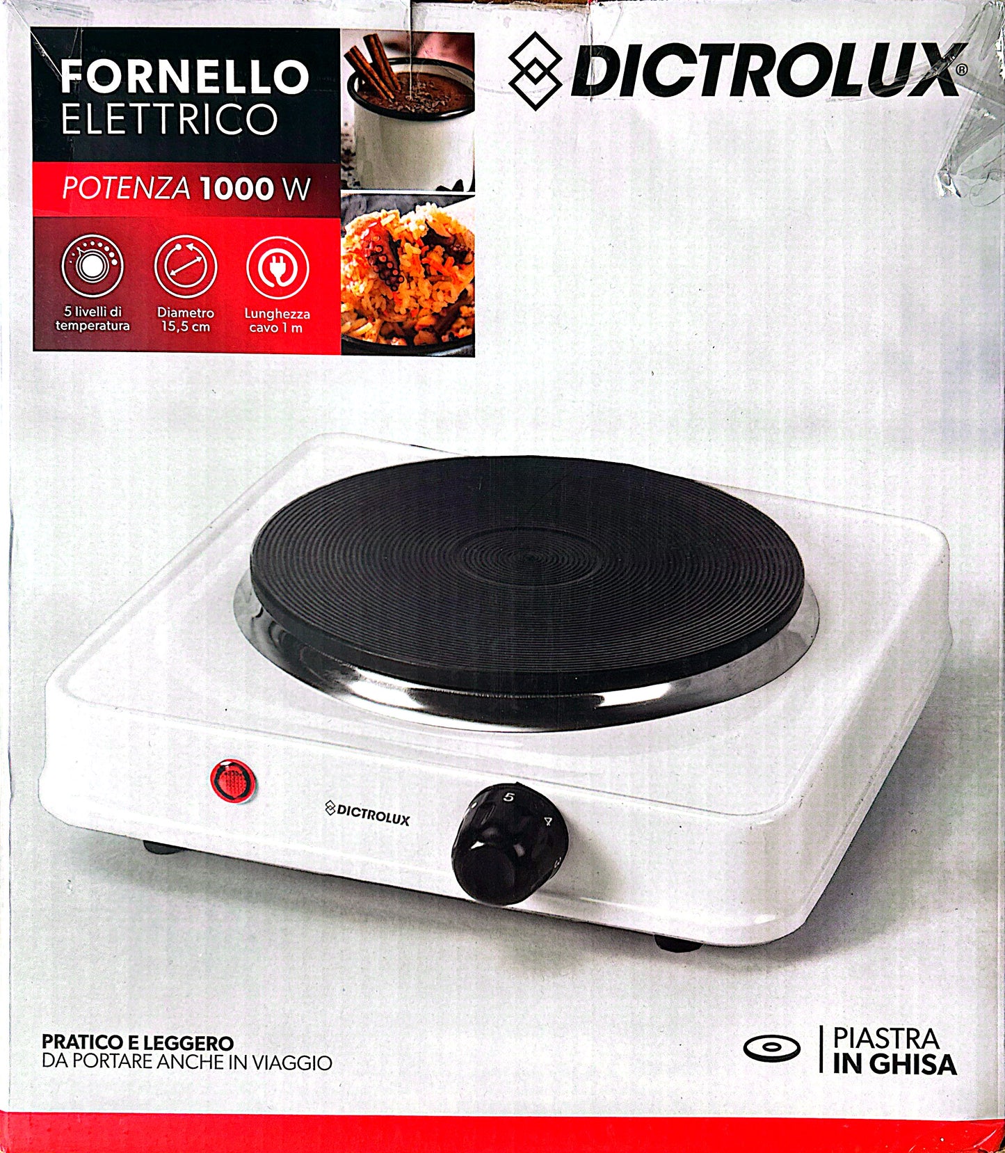 Fornello Elettrico con piastra in ghisa 1000 Watt