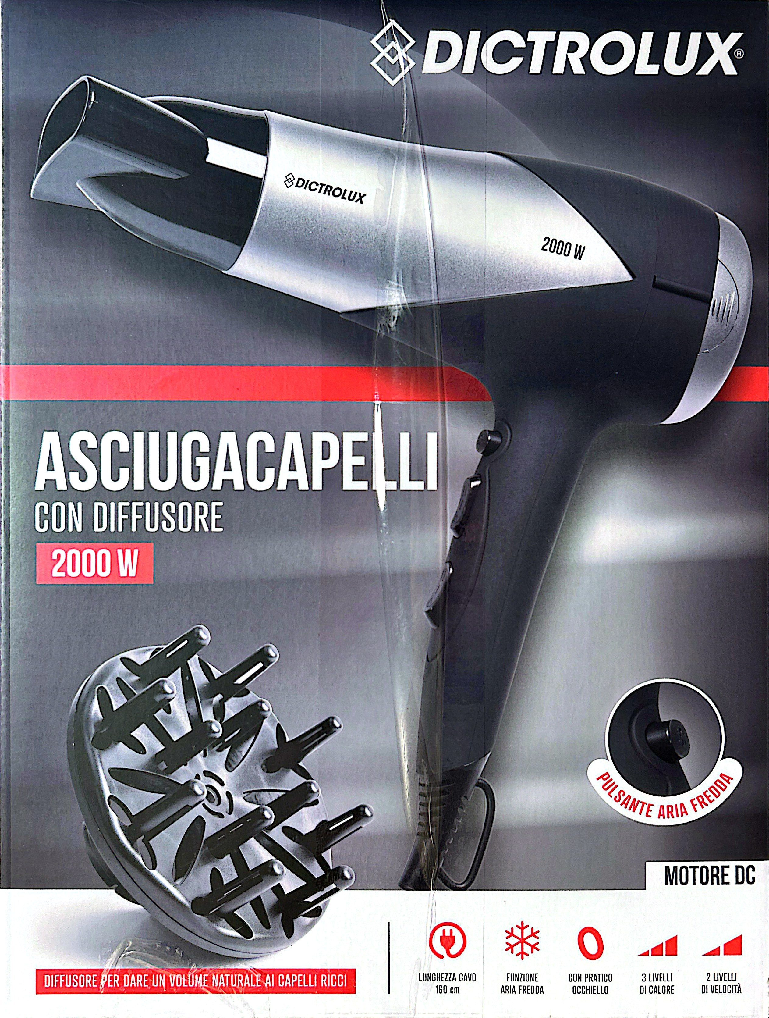 Asciugacapelli con diffusore 2000 Watt