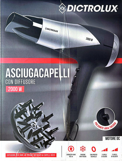 Asciugacapelli con diffusore 2000 Watt