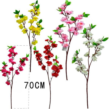 12 Artificial Cherry and Peach Blossom Branches, Silk Fake Flowers, Home Decoration