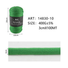Fettuccia - 400g/109 Yards Chunky Cotton Blend Fabric Yarn - 3cm Wide Soft Stretchy Knitting Yarn for Crochet Baskets, Rugs, Handbags & DIY Home Decor