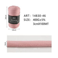 Fettuccia - 400g/109 Yards Chunky Cotton Blend Fabric Yarn - 3cm Wide Soft Stretchy Knitting Yarn for Crochet Baskets, Rugs, Handbags & DIY Home Decor