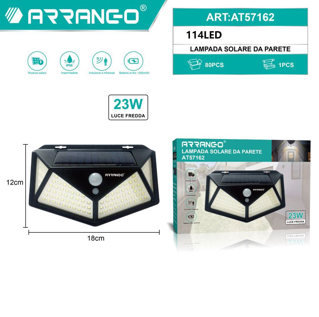 LAMPADA SOLARE DA PARETE 23W CON SENSORE
