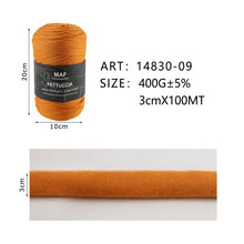 Fettuccia - 400g/109 Yards Chunky Cotton Blend Fabric Yarn - 3cm Wide Soft Stretchy Knitting Yarn for Crochet Baskets, Rugs, Handbags & DIY Home Decor
