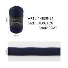 Fettuccia - 400g/109 Yards Chunky Cotton Blend Fabric Yarn - 3cm Wide Soft Stretchy Knitting Yarn for Crochet Baskets, Rugs, Handbags & DIY Home Decor