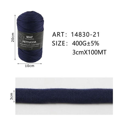 Ribbon - 400g/109 Yards Chunky Cotton Blend Fabric Yarn - 3cm Wide Soft Stretchy Knitting Yarn for Crochet Baskets, Rugs, Handbags & DIY Home Decor
