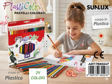 Pastelli Colorati Cancellabili, 24 Colori, In Plastica, Per Bambini/Scuola